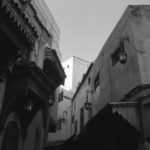 Black and white image of buildings