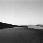 Black and white image of desert