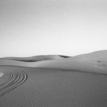 Black and white image of desert