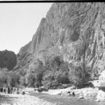 Black and white image of a river