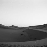 Black and white image of the desert