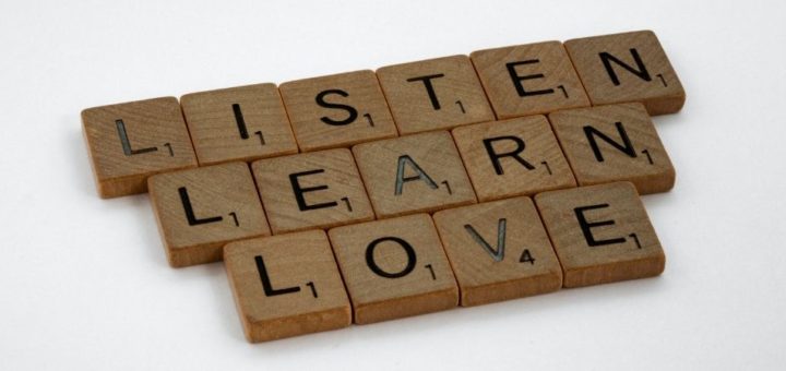Image says listen, learn and love