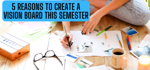 Image says 5 reasons to create a vision board this semester